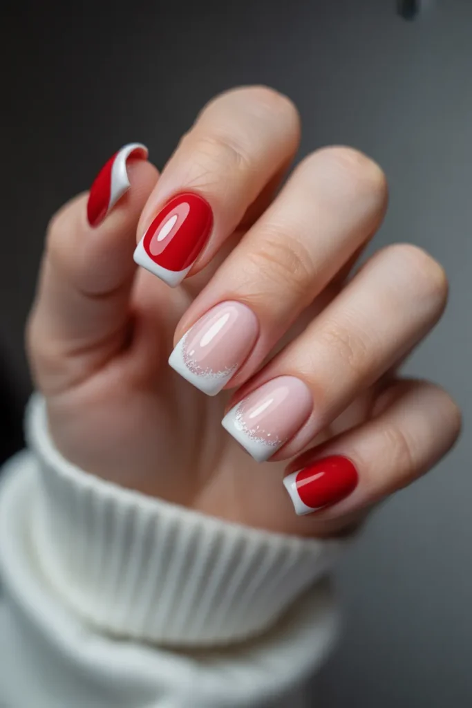 White Snowy Tips with Red Accent