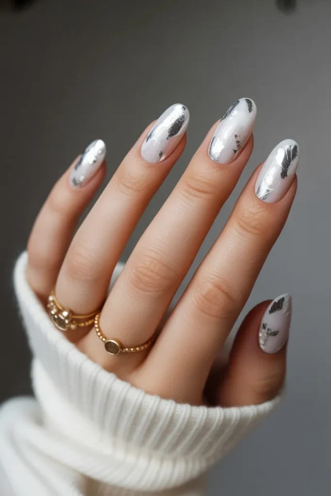 White with Frosty Silver Foil